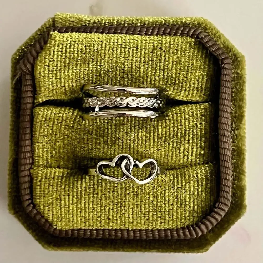 Sterling Silver Double Hearts Adjustable Toe Ring Set